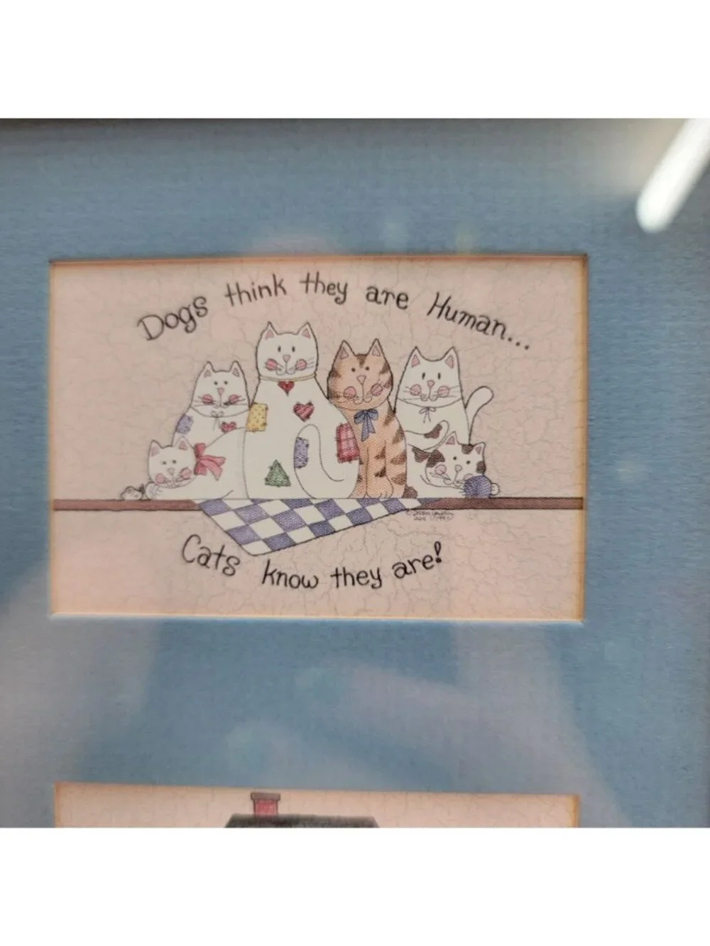 Vintage Framed 3-Prints Folk Art Cats Americana Wall Art
